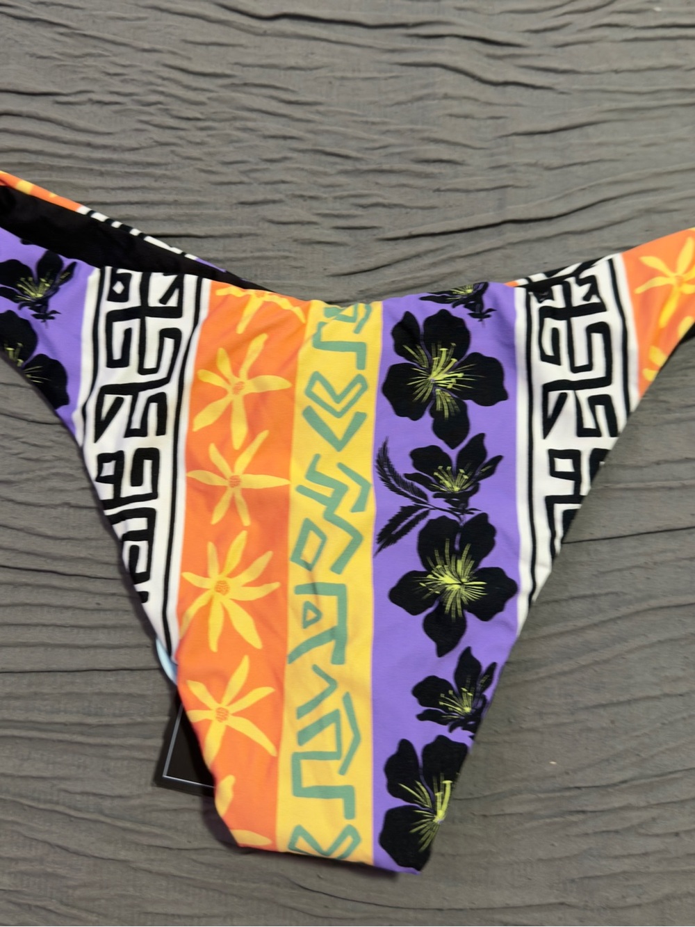 Volcom Women's Orange Purple Black Floral Geo Bikini Bottom Reversible - Picture 2 of 4